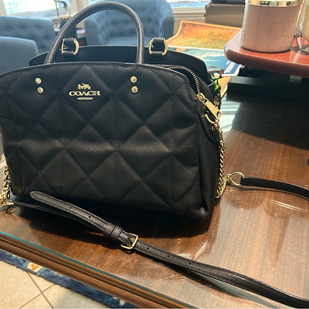 Coach Black Quilted Leather Satchel - Lillie Carryall